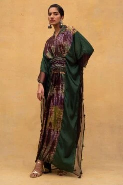 CAPISVIRLEO Brown & Olive Habutai Silk Kaftan -Inca Sales Store 132cp2 3