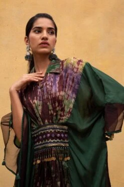 CAPISVIRLEO Brown & Olive Habutai Silk Kaftan -Inca Sales Store 132cp2 4