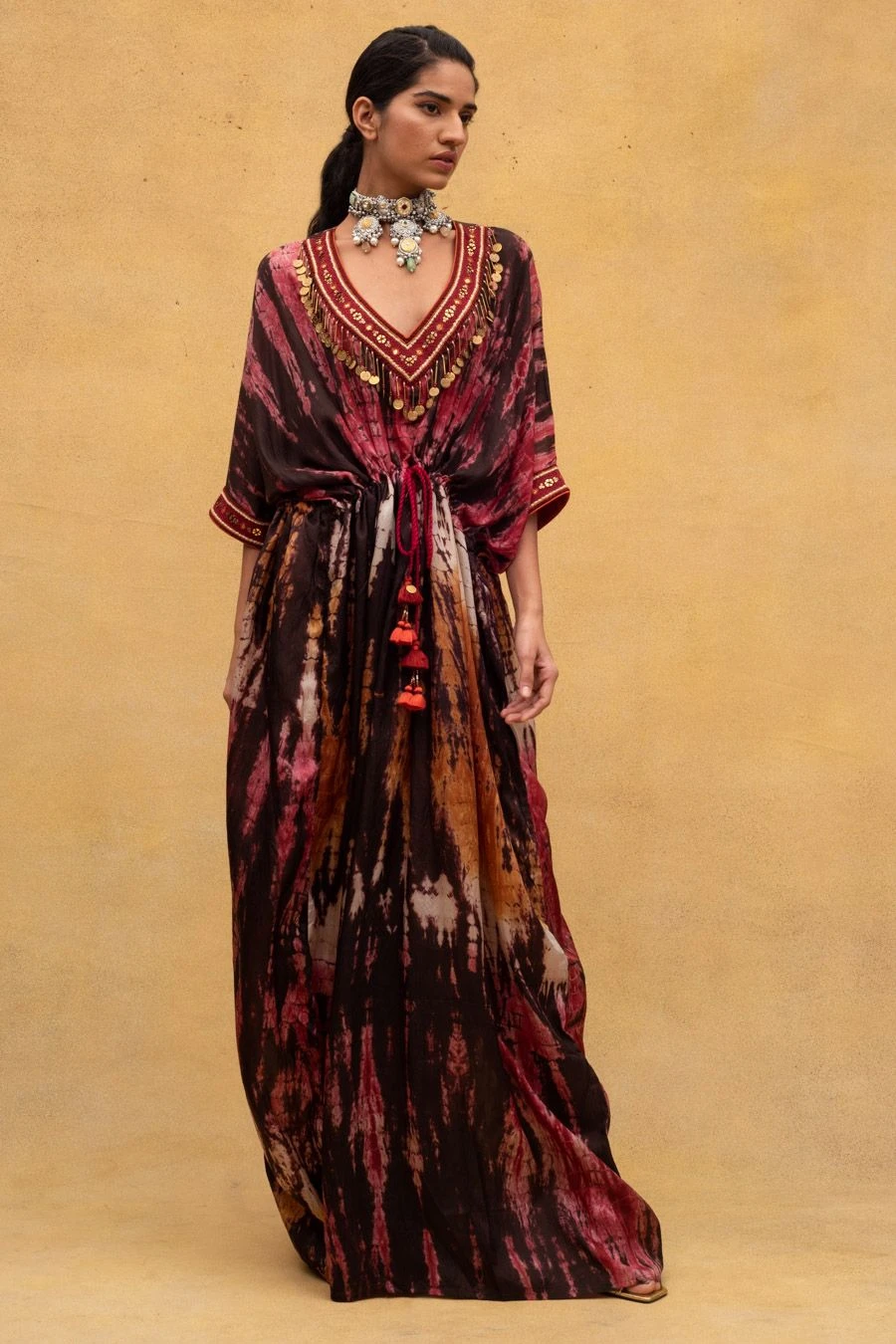 CAPISVIRLEO Red & Rust Tie Dye Kaftan 4 CAPISVIRLEO Red & Rust Tie Dye Kaftan - Image 2