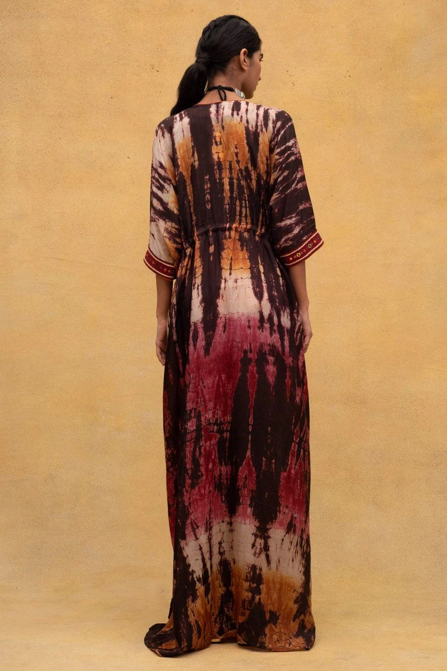 CAPISVIRLEO Red & Rust Tie Dye Kaftan 7 CAPISVIRLEO Red & Rust Tie Dye Kaftan - Image 5