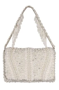 Lovetobag Ivory Viera Hand Embellished Clutch -Inca Sales Store 132lv15 2