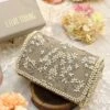 Lovetobag Grey Hand Embellished Siah Clutch