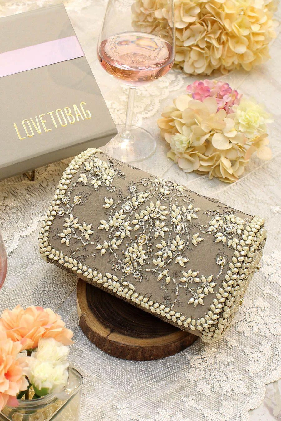 Lovetobag Grey Hand Embellished Siah Clutch 3 Lovetobag Grey Hand Embellished Siah Clutch