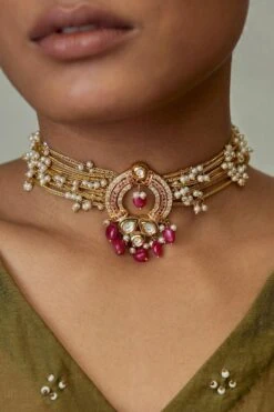 Divya Chugh Red Swarovski Kundan Choker