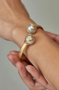 Divya Chugh Gold Swarovski Moon Bangle