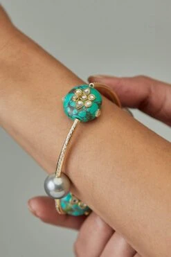 Divya Chugh Firoza Grey Swarovski Bracelet