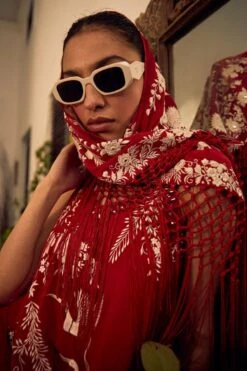 Twenty Nine Red Parsi Gara Wrap Scarf -Inca Sales Store 13323tn13 4