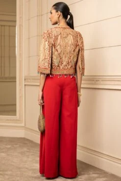 Tarun Tahiliani Red Paisley Printed Cape & Jumpsuit -Inca Sales Store 13323tt76 6