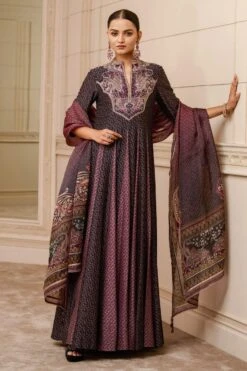 Tarun Tahiliani Aubergine Kashida Embroidered Kurta Set -Inca Sales Store 13323tt79 3