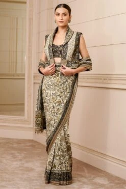 Tarun Tahiliani Ivory & Black Embellished Gilet