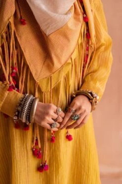 Swatti Kapoor Yellow Handblock Printed Scarf -Inca Sales Store 13623sk12 3