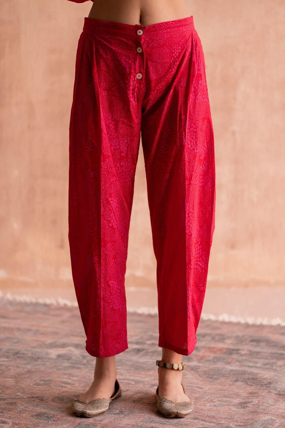Swatti Kapoor Red Handblock Printed Pants 4 Swatti Kapoor Red Handblock Printed Pants - Image 2
