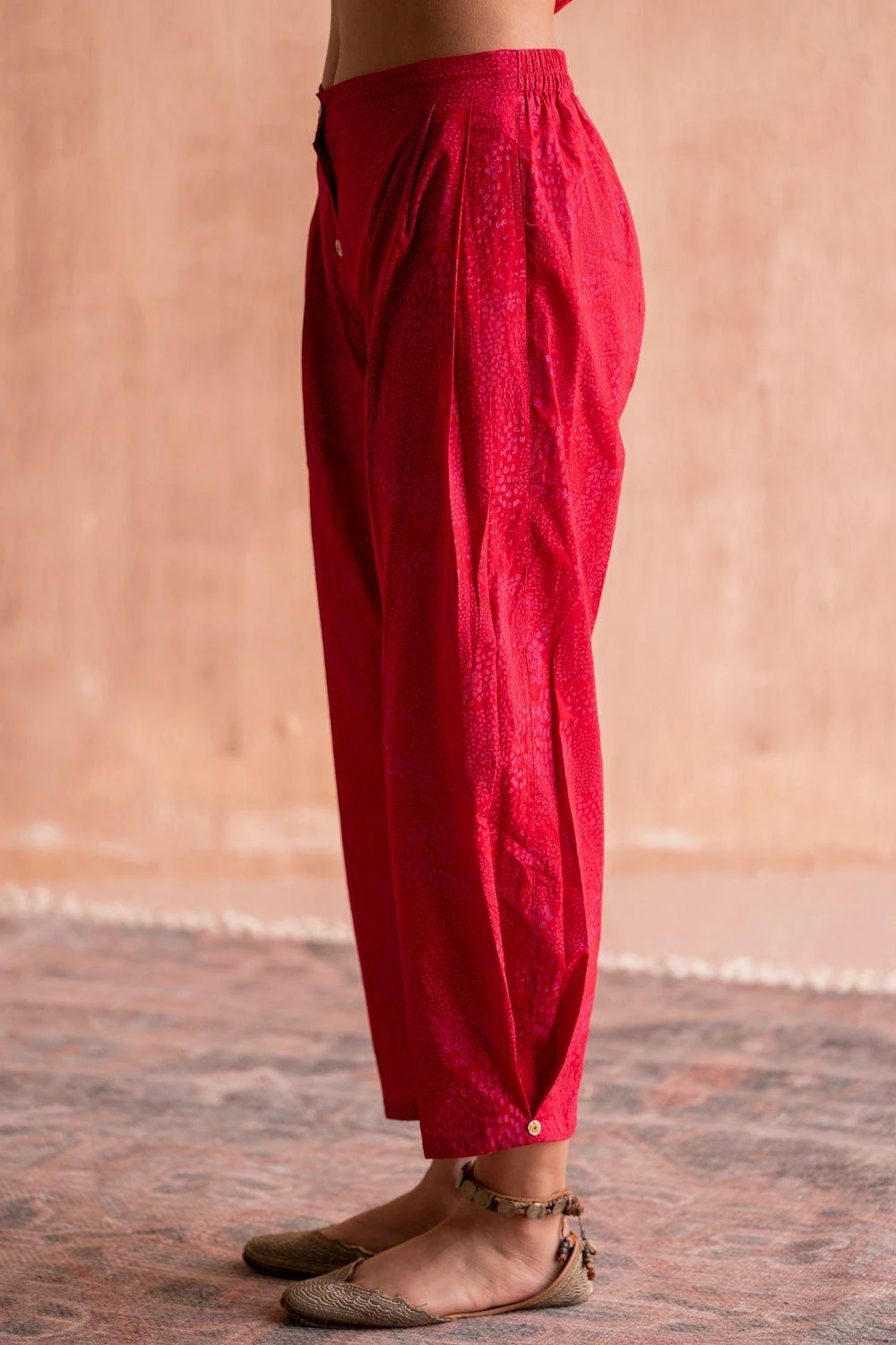 Swatti Kapoor Red Handblock Printed Pants 5 Swatti Kapoor Red Handblock Printed Pants - Image 3