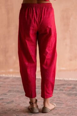 Swatti Kapoor Red Handblock Printed Pants 10 Swatti Kapoor Red Handblock Printed Pants -Inca Sales Store 13623sk19 4