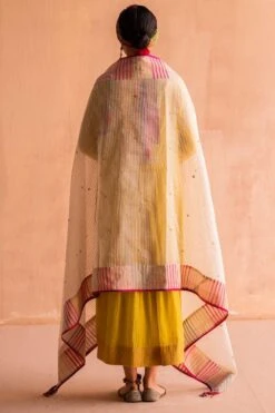 Swatti Kapoor Svet White Hand Embroidered Dupatta -Inca Sales Store 13623sk8 5