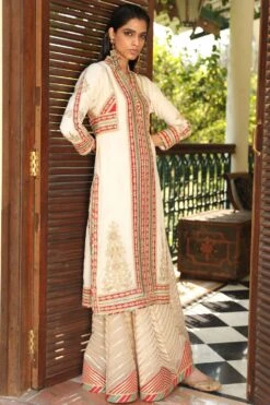 Simar Dugal Ivory Dori Embroidered Sharara Set
