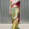 AROHI Lime Green Colourblock Sari -Inca Sales Store 139ar41 1