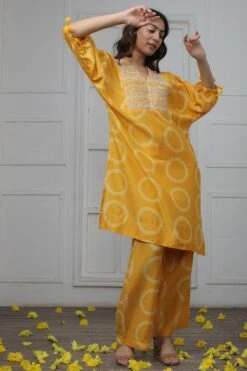 Myoho Mustard Hand Embellished Tunic Set -Inca Sales Store 13myo2 2