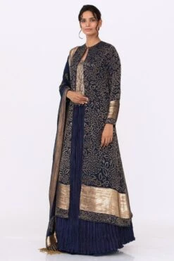 Nakul Sen Navy Blue Cutdana Embroidered Jacket Set 9 Nakul Sen Navy Blue Cutdana Embroidered Jacket Set -Inca Sales Store 13nsc1 3