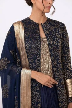 Nakul Sen Navy Blue Cutdana Embroidered Jacket Set 10 Nakul Sen Navy Blue Cutdana Embroidered Jacket Set -Inca Sales Store 13nsc1 4