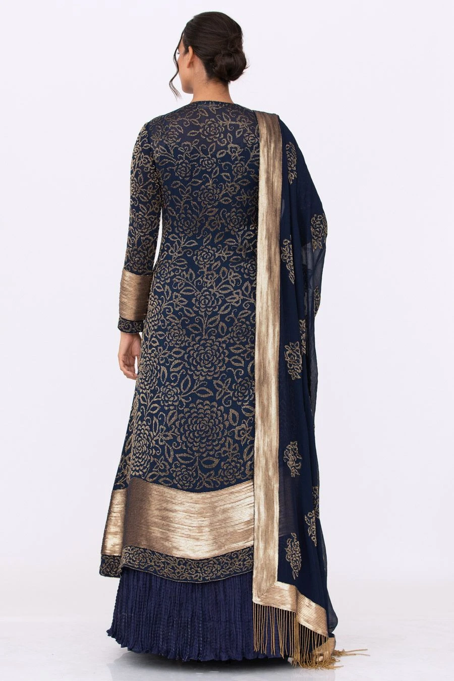 Nakul Sen Navy Blue Cutdana Embroidered Jacket Set 7 Nakul Sen Navy Blue Cutdana Embroidered Jacket Set - Image 5