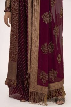 Nakul Sen Wine Cutdana Embroidered Jacket Set -Inca Sales Store 13nsc2 3