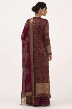 Nakul Sen Wine Cutdana Embroidered Jacket Set -Inca Sales Store 13nsc2 5