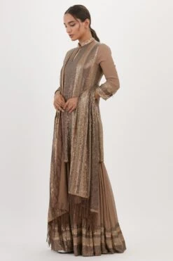 Nakul Sen Brown Sequinned Striped Sharara Set 11 Nakul Sen Brown Sequinned Striped Sharara Set -Inca Sales Store 13nsc23 3