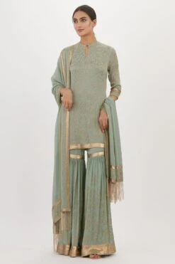 Nakul Sen Sea Green Cutdana Embroidered Sharara Set