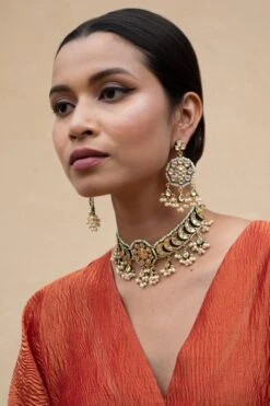 Zevar By Geeta Gold Kundan Choker Set -Inca Sales Store 13zvr10 2