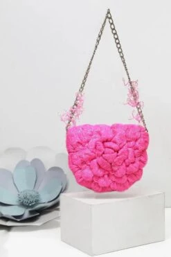 Doux Amour Pink Petal-Encrusted Isa Clutch