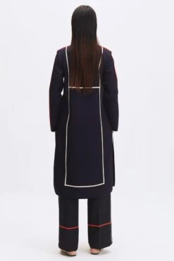 Kshitij Jalori Deep Navy & White V-neck Kurta Set -Inca Sales Store 1404kj20 4