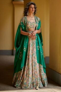 Mrunalini Rao Green Juhi Cape Set