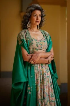 Mrunalini Rao Green Juhi Cape Set -Inca Sales Store 140723mr01 3