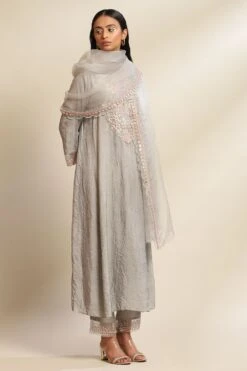 ONE NOT TWO Grey Sequin Embellished Organza Dupatta -Inca Sales Store 140723ot12 3