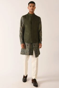 Dhruv Vaish Sage Green High Neck Jacket