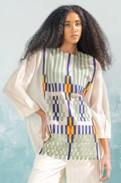 Ikai Ivory Panelled Cutwork Top -Inca Sales Store 1411ik11 4