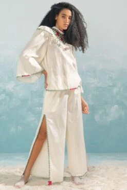 Ikai Ivory High Slit Cutwork Pants -Inca Sales Store 1411ik2 3