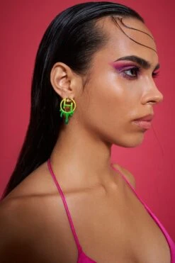 Outhouse Acid Green Mini Stud Earrings 8 Outhouse Acid Green Mini Stud Earrings -Inca Sales Store 1411oh11 3