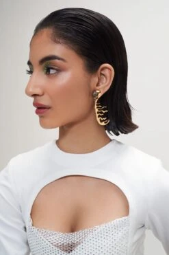 Outhouse Gold Half Hoop Earrings -Inca Sales Store 1411oh3 3