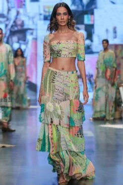 Payal Singhal Green Agnes Tropical Printed Skirt Set