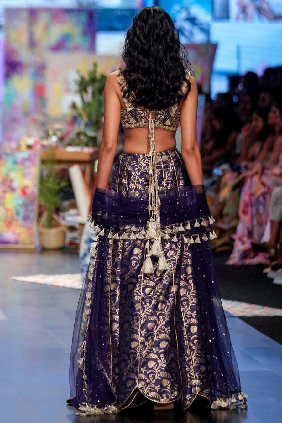 Payal Singhal Navy Brocade Embroidered Lehenga Set 7 Payal Singhal Navy Brocade Embroidered Lehenga Set - Image 5