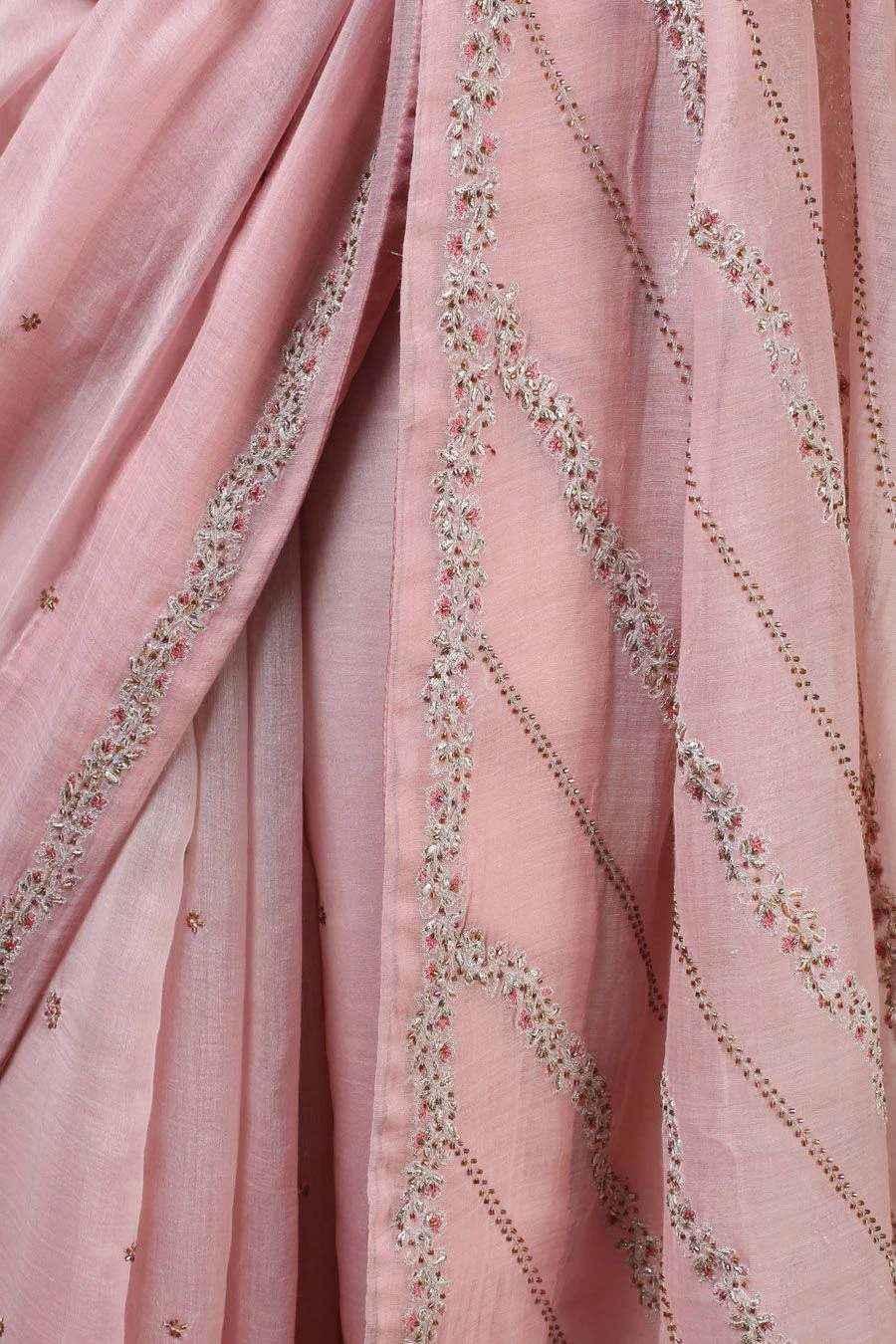 Rhua Pink Chanderi Aari Embroidered Sari Set 7 Rhua Pink Chanderi Aari Embroidered Sari Set - Image 5
