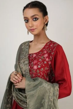 Rhua Deep Red Panelled Anarkali Set -Inca Sales Store 1411ra3 3