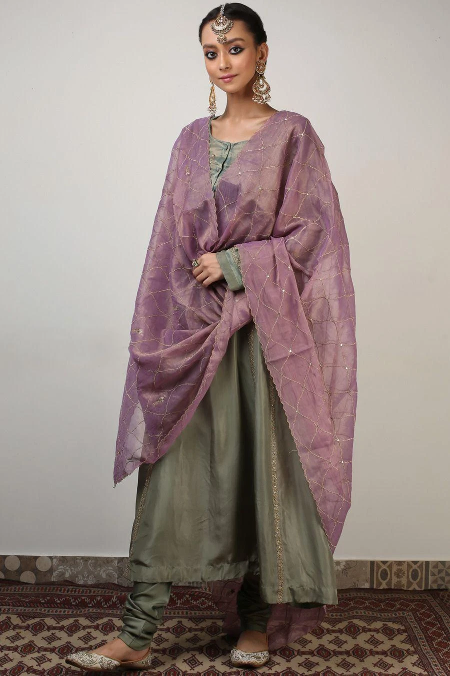 Rhua Olive Green Embellished Kurta Set 3 Rhua Olive Green Embellished Kurta Set