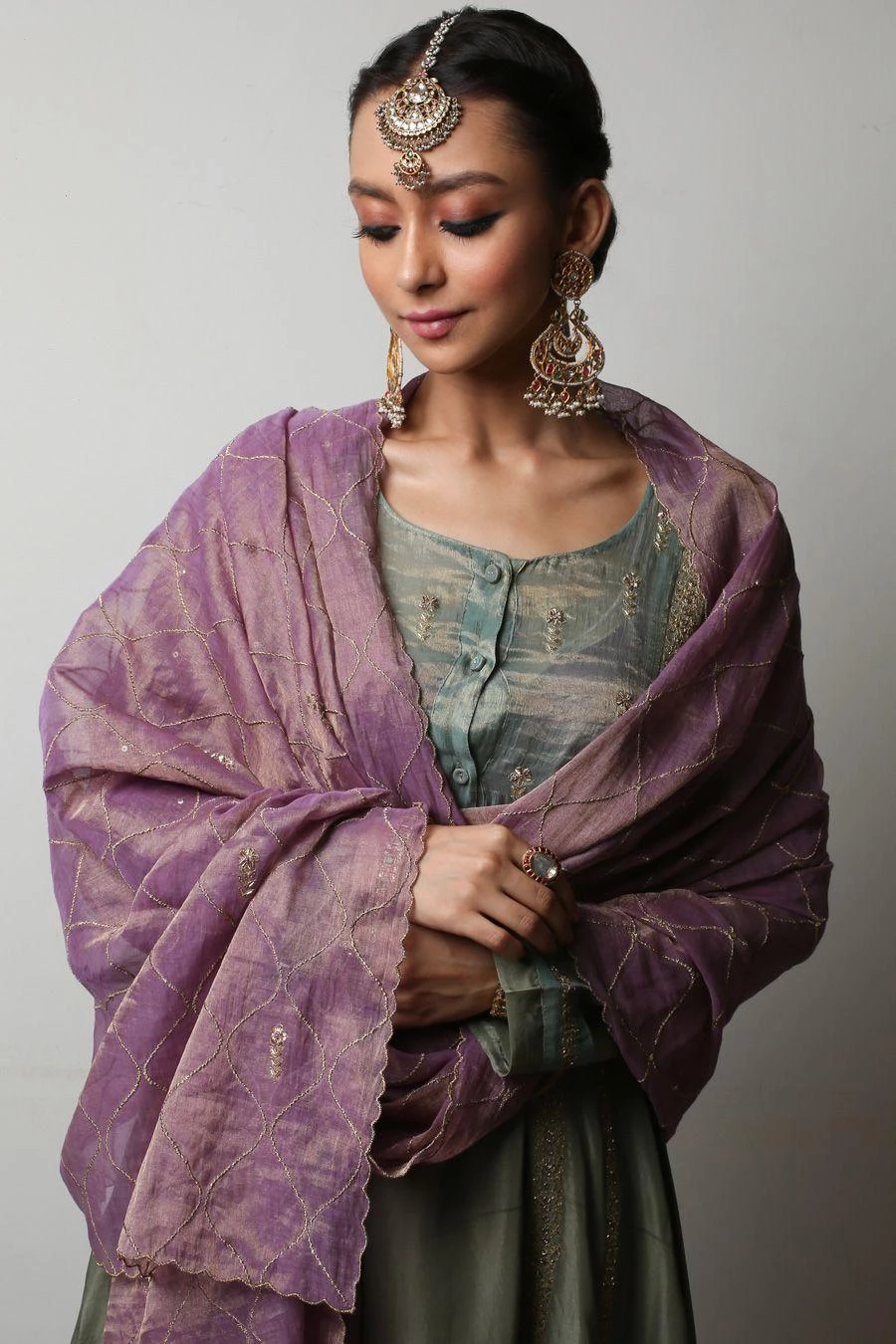 Rhua Olive Green Embellished Kurta Set 4 Rhua Olive Green Embellished Kurta Set - Image 2