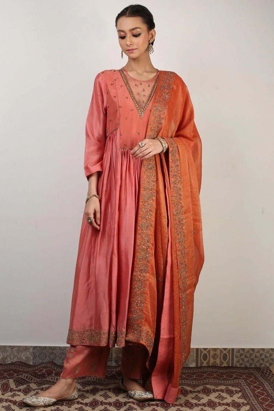 Rhua Pink Panelled Anarkali Set 3 Rhua Pink Panelled Anarkali Set