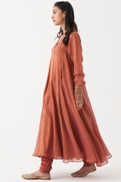 Rhua Rust Orange Aari Embroidered Anarkali Set -Inca Sales Store 1411rhua1 3