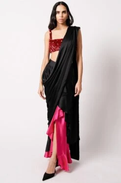 431-88 By Shweta Kapur Fuchsia Rosa Blouse With A Draped Sari