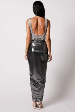 431-88 By Shweta Kapur Silver Chrome Scoop Blouse -Inca Sales Store 1411sk30 3